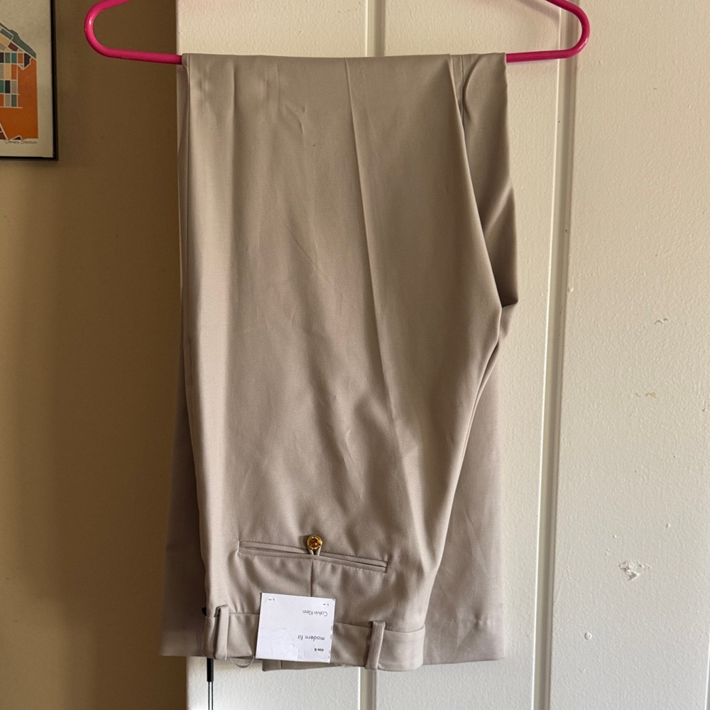 Calvin Klein Beige Trousers with Gold Button